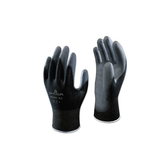 Hi-Tech Polyurethane Coated Gloves, Small, Black/Gray Pack of 6