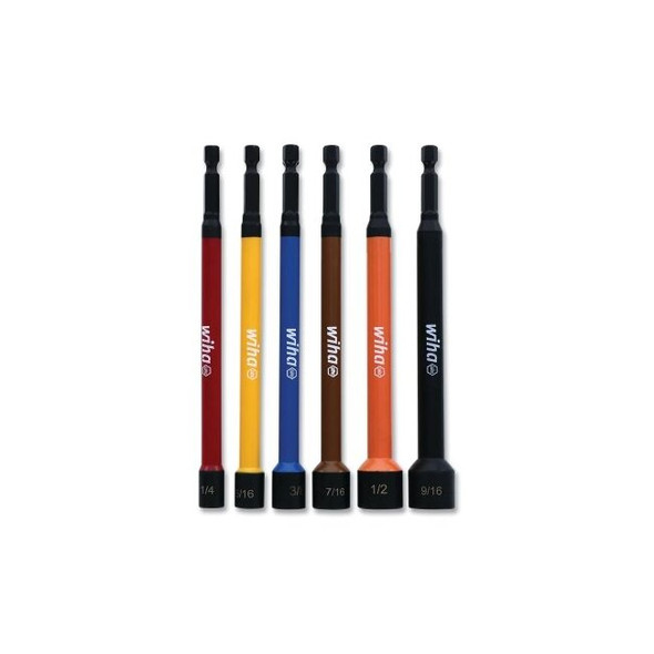 Color Coded Magnetic Nut Setter Set, 6 Piece, Alloy Steel
