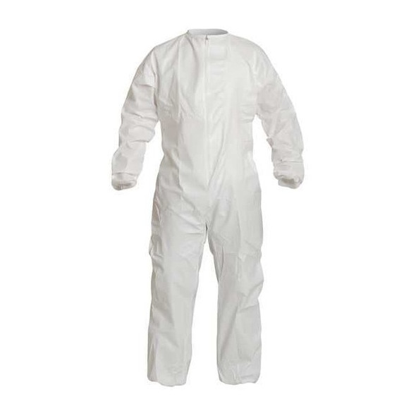 Dupont Coverall, L, White, Microporous Composite Fabric, zipper PC143SWHLG00250B