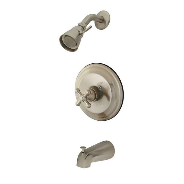 Tub and Shower Faucet, Standard, 3, Wall Mount, Brushed Nickel