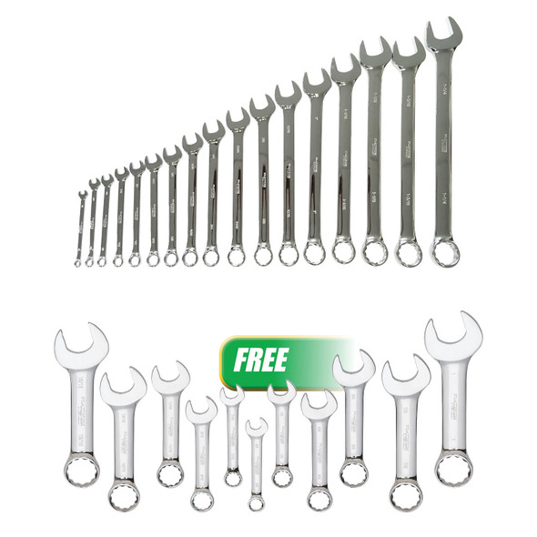 Buy (1) 17 Pc. Professional SAE Long Pattern Wrench Set Get (1) 99505 99550P