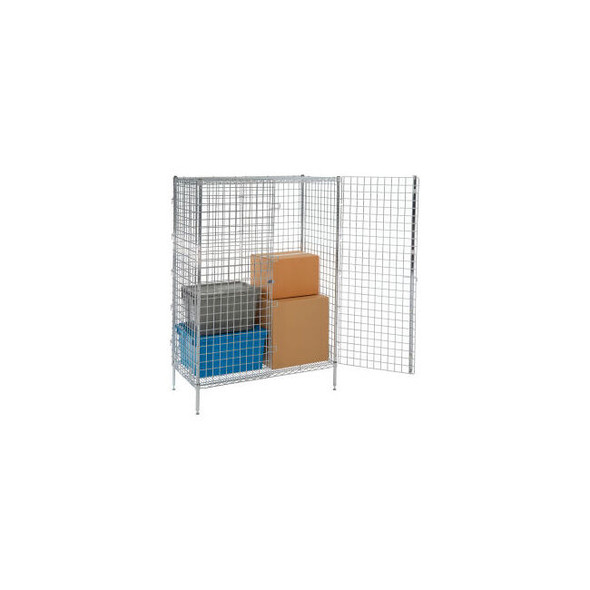 Nexel Security Wire Shelving Unit Open Cage 36""Wx18""Dx66""H Chrome Unassembled