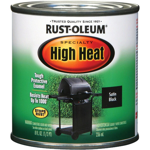 7778730 Rust-Oleum Flat High Heat Enamel, BBQ Black, 1/2 Pt.