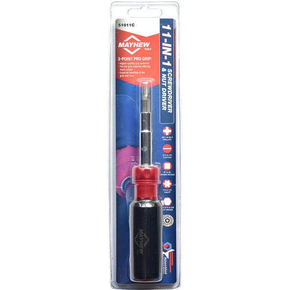 Mayhew Tools 11-in-1 Multi-Bit Screwdriver, Carded 51011C