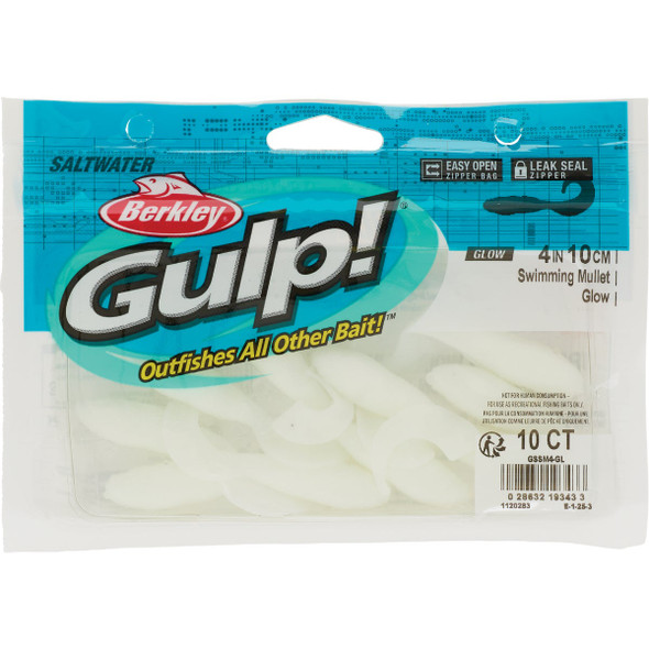 Berkley Gulp! Glow Saltwater Swimming Mullet Fishing Lure GSSM4-GL