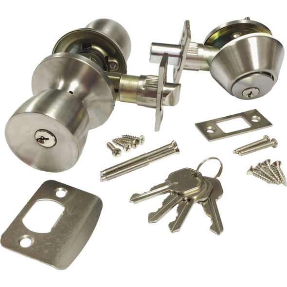 US Hardware Satin Mobile Home Entry Lockset D-084SC