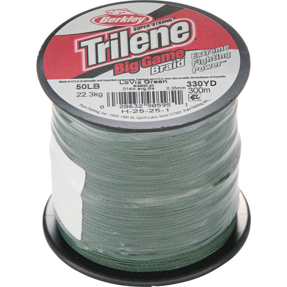 Berkley Trilene Big Game Braid 50 Lb. 328 Yd. Lo-Vis Green Fishing Line BGB50-22
