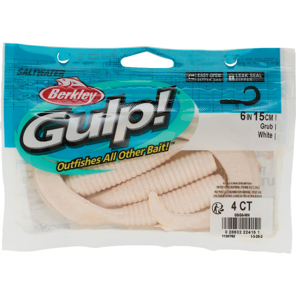Berkley Gulp! White Saltwater Grub Fishing Lure GSG6-WH