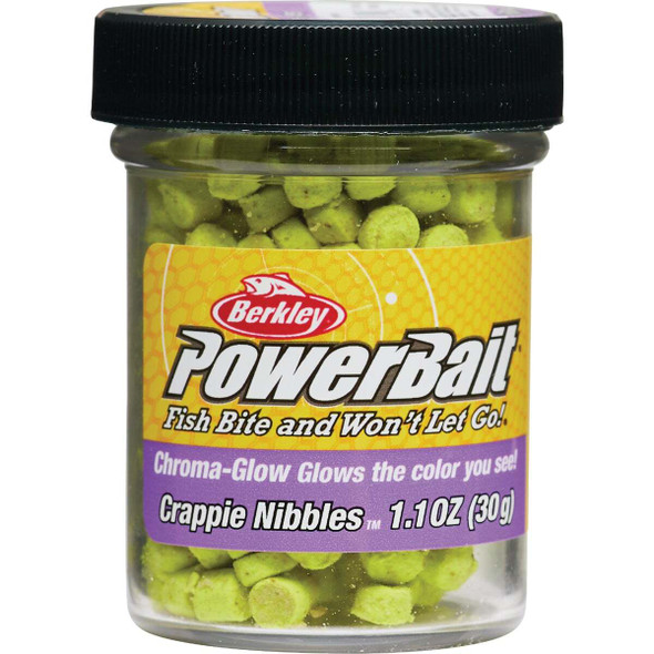 Berkley PowerBait Chroma-Glow Crappie Nibbles, Glow/Chartreuse CNGC