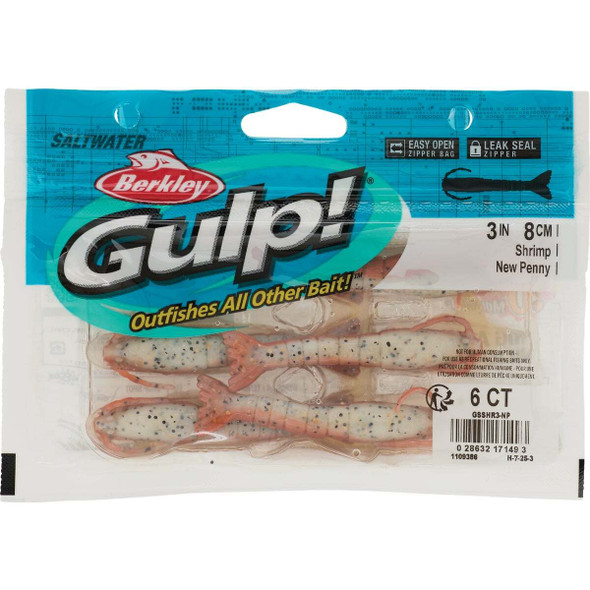 Berkley Gulp! 3 In. New Penny Saltwater Shrimp (6-Pack) GSSHR3-NP