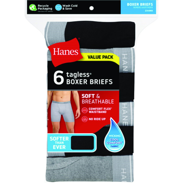 Hanes Men's 2XL Multi-Color Boxer Briefs (6-Pack) 2349K6-2X