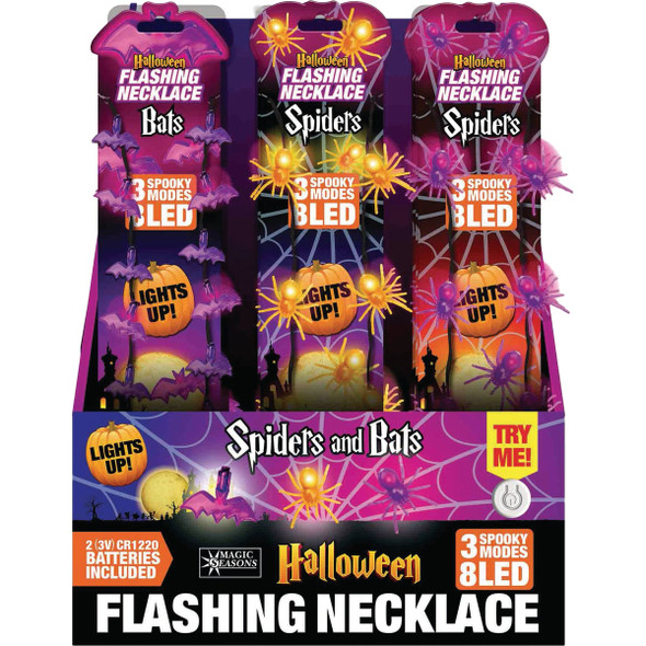Magic Seasons Halloween Bats/Spider Necklace Display 768174 Pack of 24