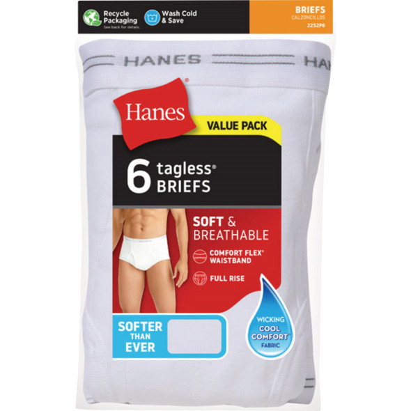 Hanes Men's S White Briefs (6-Pack) 2252P6-S
