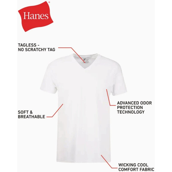 Hanes M White Cotton V-Neck T-Shirt (6-Pack) 777VP6-M 743991