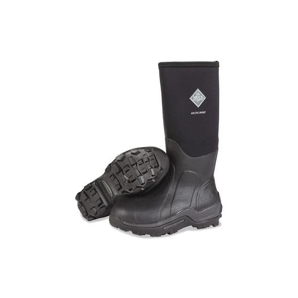 Arctic Sport Safety Toe Boots, Size 8, 15 in H, Neoprene Rubber, Black