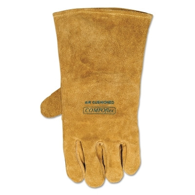 COMFOflex® Premium Leather Welding Gloves, Leather, Large Left Hand, Buck Tan