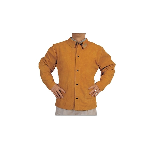 Split Cowhide Leather Welding Jacket, Large, Golden Brown