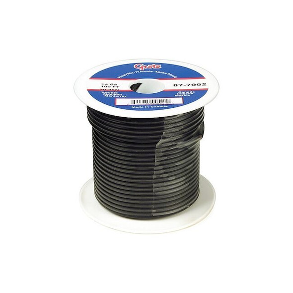 Grote Primary Wire, GPT, 16 AWG, Copper, Black, PVC Jacket, Stranded 89-8002