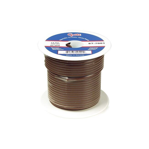 Grote Primary Wire, GPT, 16 AWG, Copper, Brown, PVC Jacket, Stranded 89-8001