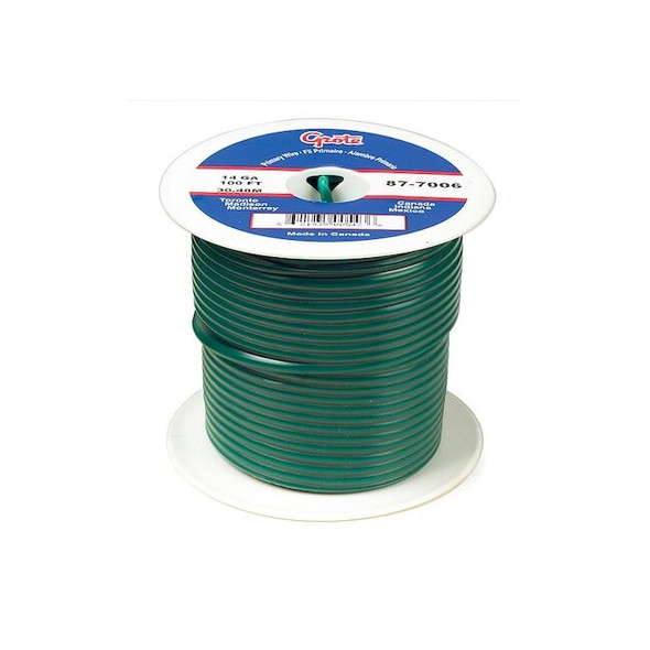 Primary Wire, GPT, 16 AWG, Copper, Green, PVC Jacket, Stranded Pack of 4