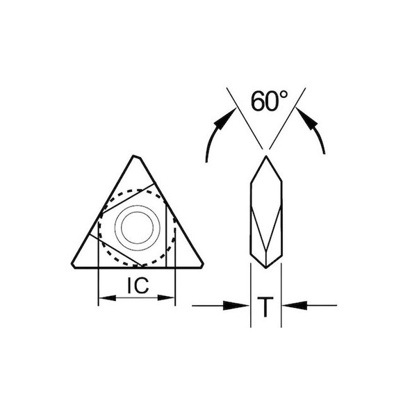 Triangle Turning Insert, Triangle, 1/2 in, TNMA, 0.003 in, Carbide Pack of 10