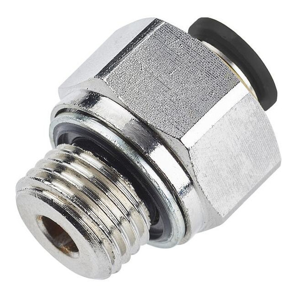 Parker Push-to-Connect Fitting, Brass, Silver 68PLP-4-2G