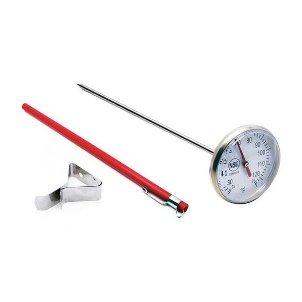 8" Stem Analog Dial Pocket Thermometer, 25 Degrees to 125 Degrees F