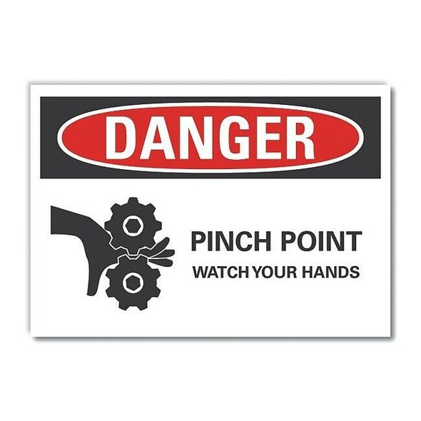 Danger Sign, 5 in Height, 7 in Width, Polyester, Horizontal Rectangle, English