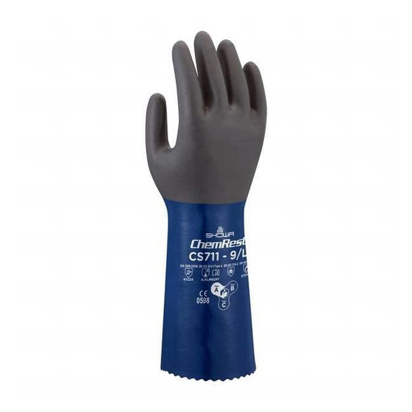 CS711 Chemical Resistant Gloves, Polyester, 13 3/4 in L, 1.47 mm, Blue, 7, 1 PR