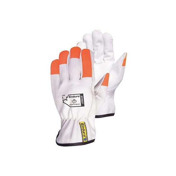 Endura Leather Drivers Gloves, Safety, Orange/White, S, 12 PK 378GOT-S