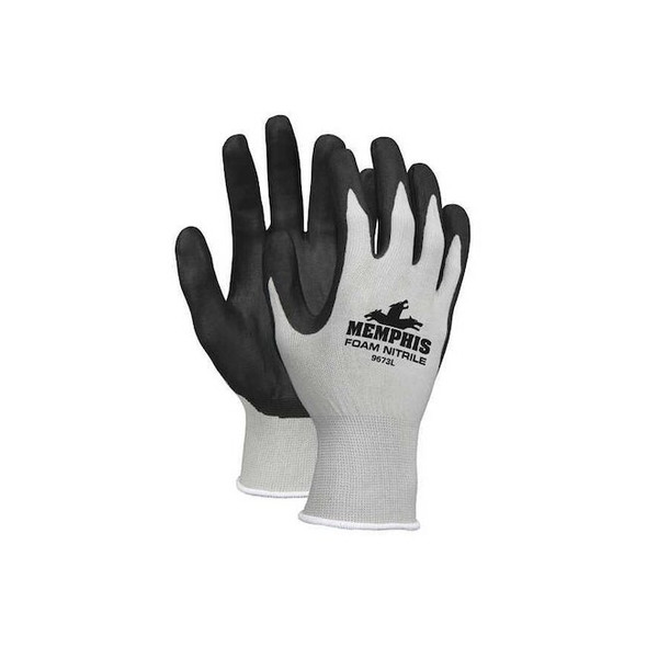 Coated Gloves, Nitrile, Foam, 3/4 Dip, 3 Abrasion Level, Gray, XL 1 PR Pack of 6