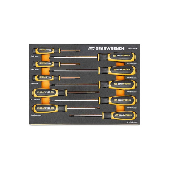 10 Piece Torx Dual Material Screwdriver Set in Foam Storage Tray