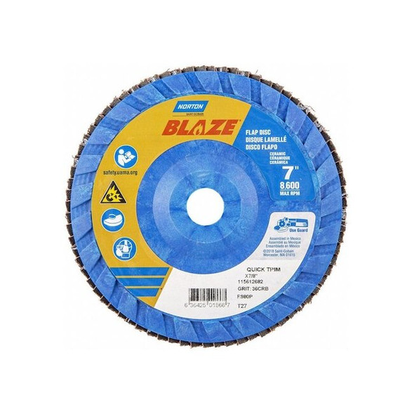 Norton Abrasives Flap Disc,Ceramic,Type 27,7" dia 63642501866 Pack of 10