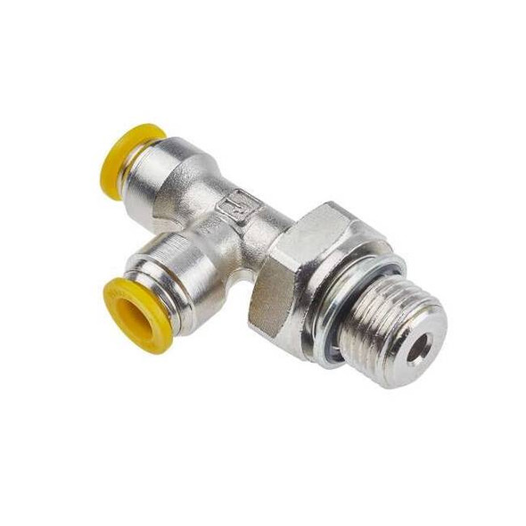Parker Metric Metal Push-to-Connect Fitting, Brass, Silver 171PLP-6M-4G