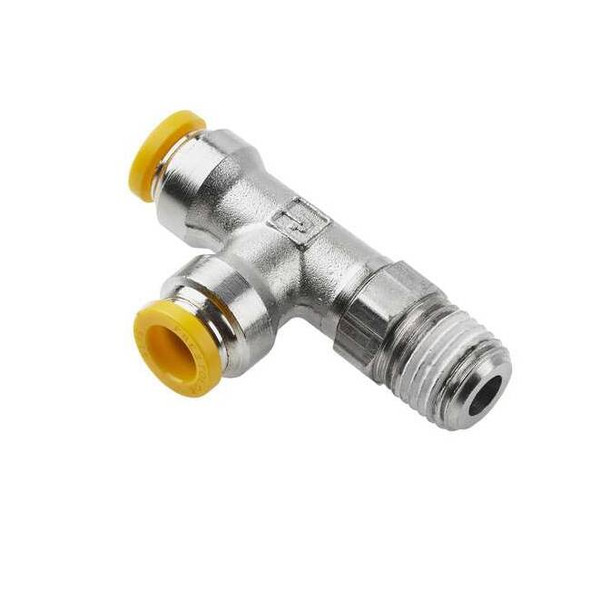Parker Metric Metal Push-to-Connect Fitting, Brass, Silver W171PLP-6M-4R