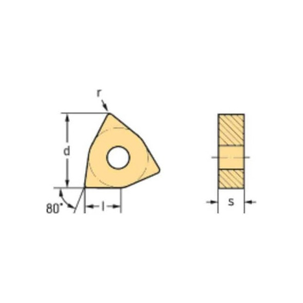 Walter Turning Insert, Trigon, 4, WNMG, 2, Carbide WNMG080408-MK5 WKK10S