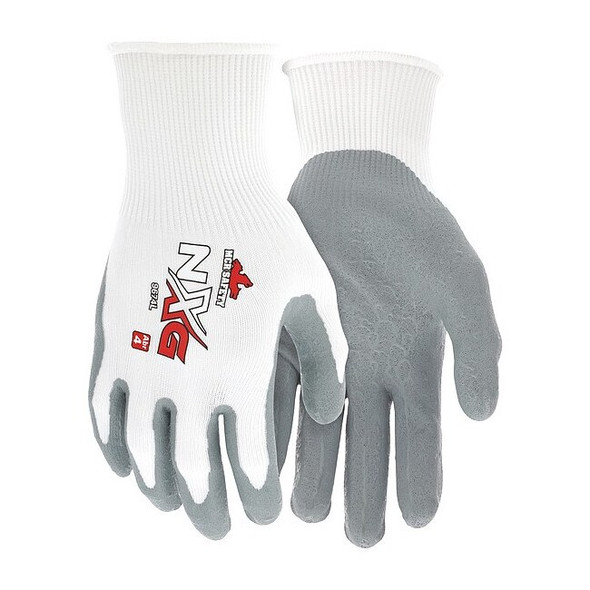 Coated Gloves, Nitrile, Foam, Palm, 3 Abrasion Level, White, M (8) 1 PR
