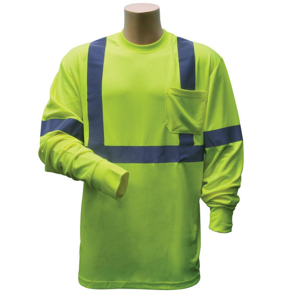 Hi-Vis ANSI Long Sleeve Pocket T-Shirt w/ Reflective Tape - 3XL
