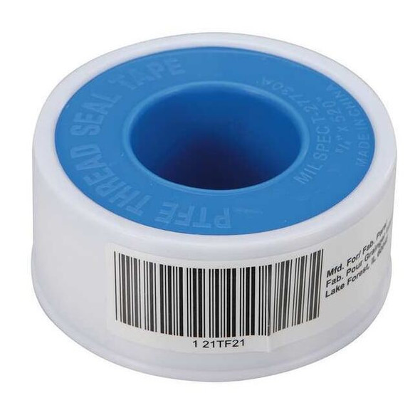 Thread Sealant Tape, 3/4 in W x 43 ft L, 13.5.mil Thick, White Pack of 2