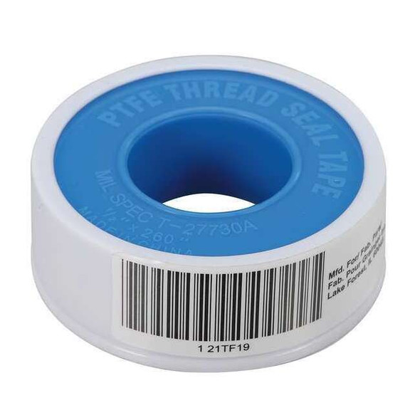Thread Sealant Tape, 1/2 in W x 21 ft L, 8.5 mil Thick, White