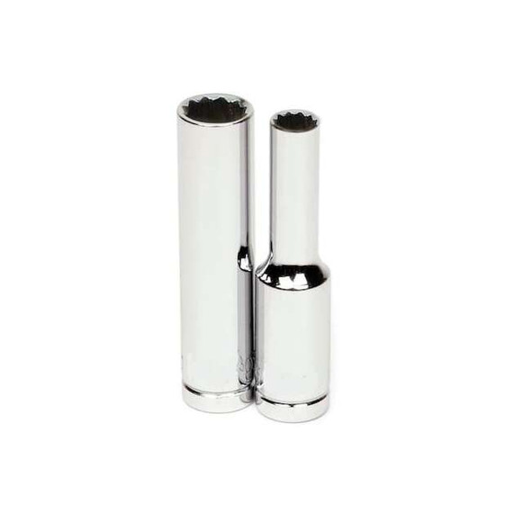 1/4" Drive, 10mm Metric Socket, 12 Points, Deep 1/4" D,12Pt,10mm Pack of 2