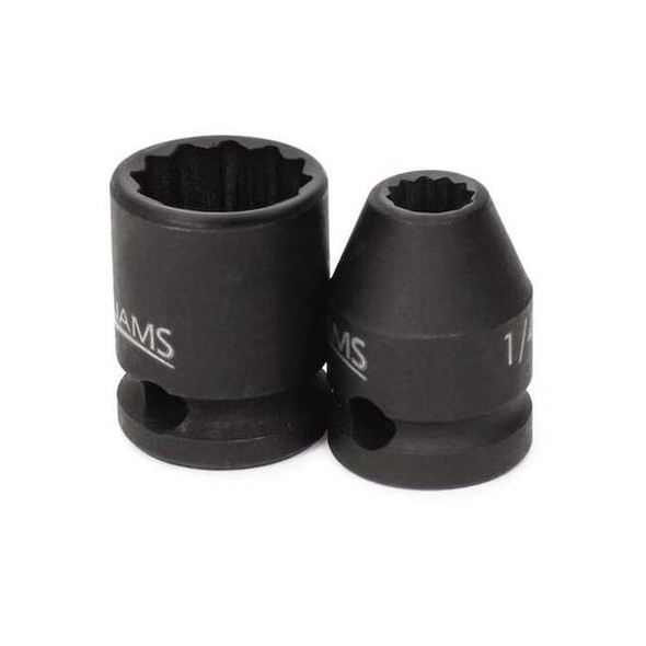 3/8" Drive Impact Socket Black Industrial, 3/8" D,1/2 12Pt, Pack of 2