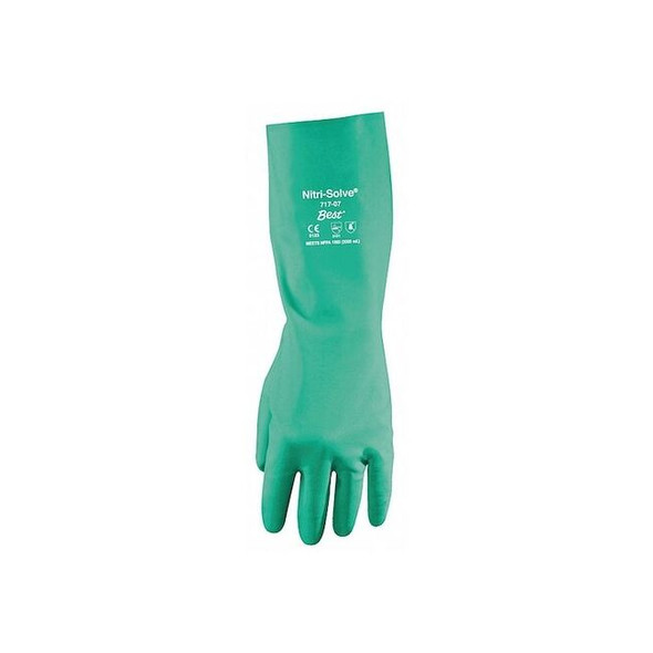 Chemical Resistant Gloves, Nitrile, 13 in L, 11 mil, Green, S, 1 PR Pack of 6