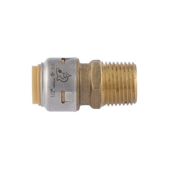 Sharkbite Strt,Brass,Push-Fit1/2in,MNPT1/2in UR120 Pack of 12