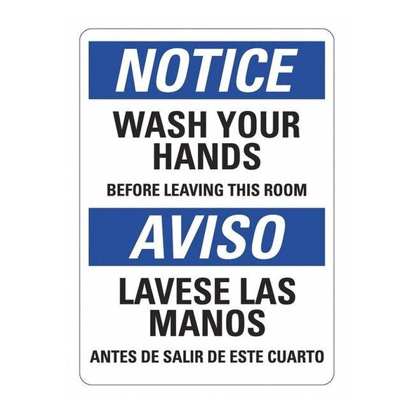 Notice/Aviso, 10 in W x 14 in H, Vertical Rectangle, Plastic, LCU5-0317-NP_10x14