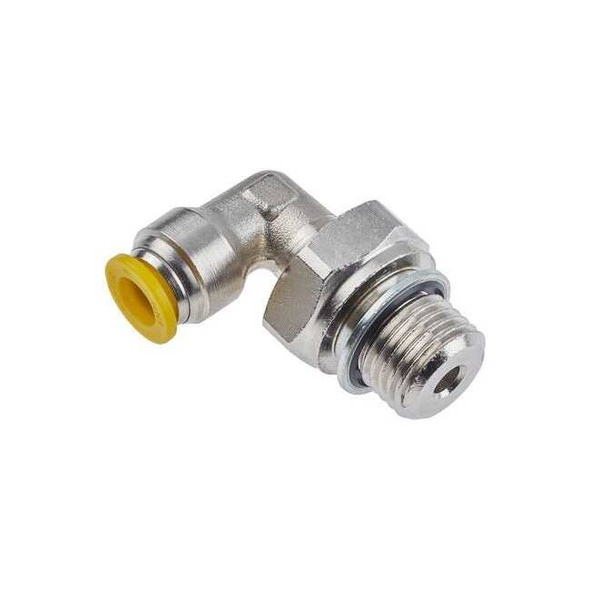 Parker Metric Metal Push-to-Connect Fitting, Brass, Silver 169PLP-6M-4G