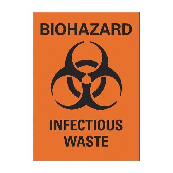 Biohazard Sign, 10 in Height, 7 in Width, Plastic, Horizontal Rectangle, English