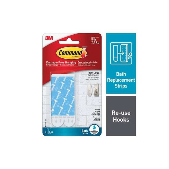 Command Large Refill Strip,White,Foam,8/Pack 17605B-8ESF Pack of 36