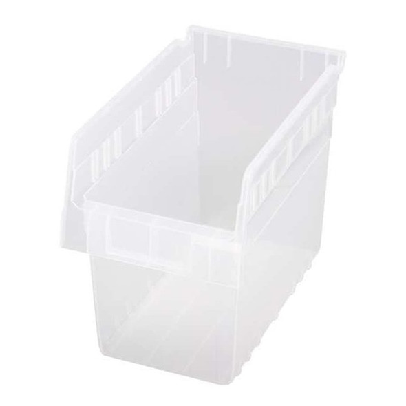 Shelf Storage Bin, Polypropylene, Clear, 8 in H, 6 5/8 in W, 11 5/8 in L