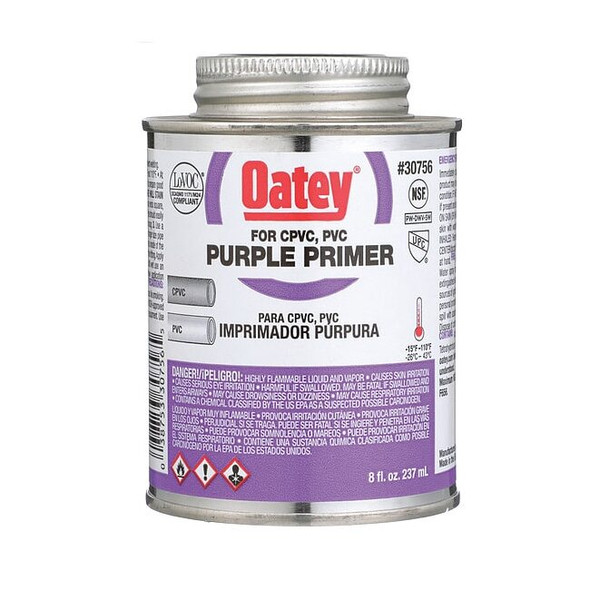 Oatey Primer,Low VOC,8 oz.,Purple 30756